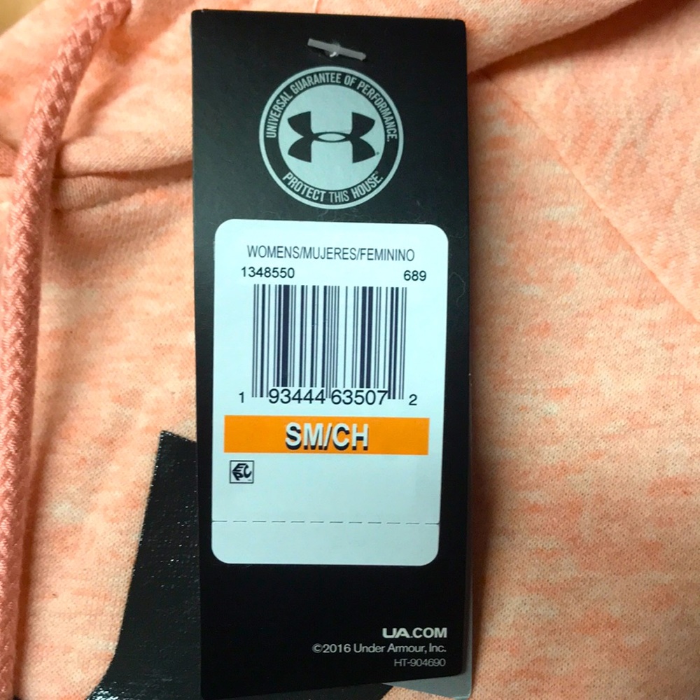 Brand New Under Armour Peach Hooded Sweatshirt - Picture 5 of 12